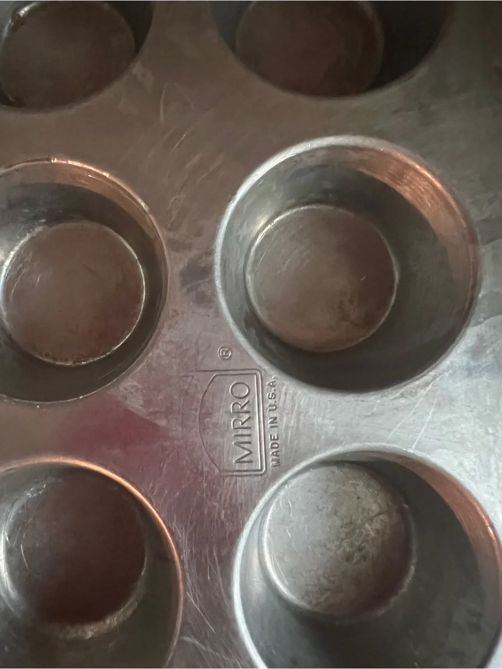 Vintage Mirro Aluminum mini and regular Muffin and Cupcake Pan Set 2